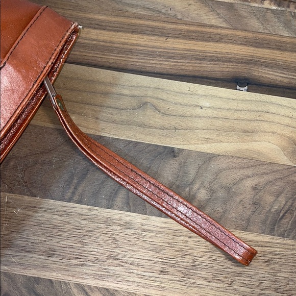 VTG B. Young Leather 70’s 80’s Western Neutral Zipper Clutch Purse Festival Chic - Picture 8 of 16